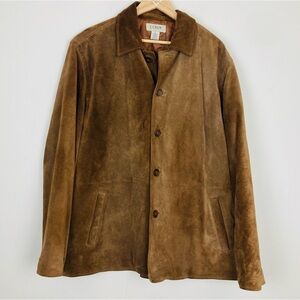 J. Crew vintage chore / car jacket. Rich brown suede with quilted lining. Size L